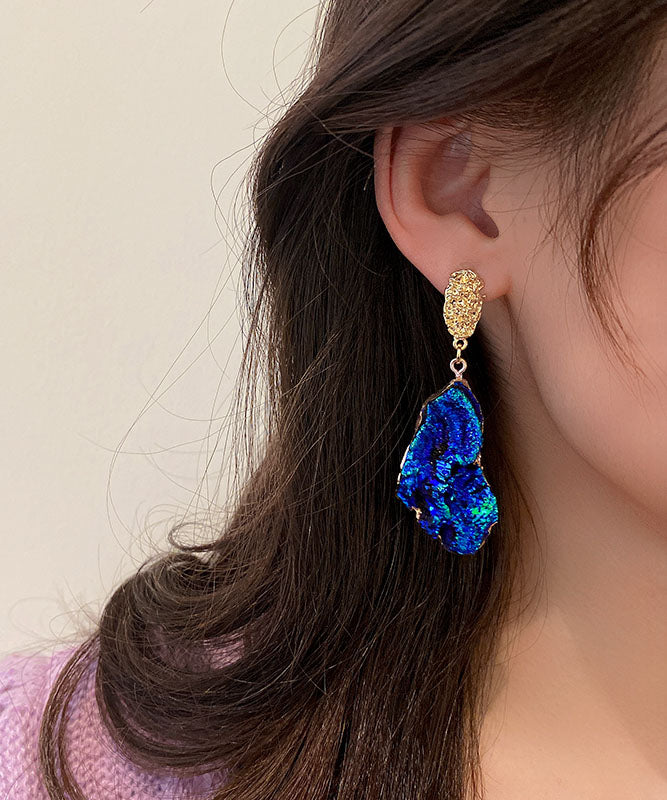 Elegant Green Resin Asymmetric Design Dazzling Colors Drop Earrings