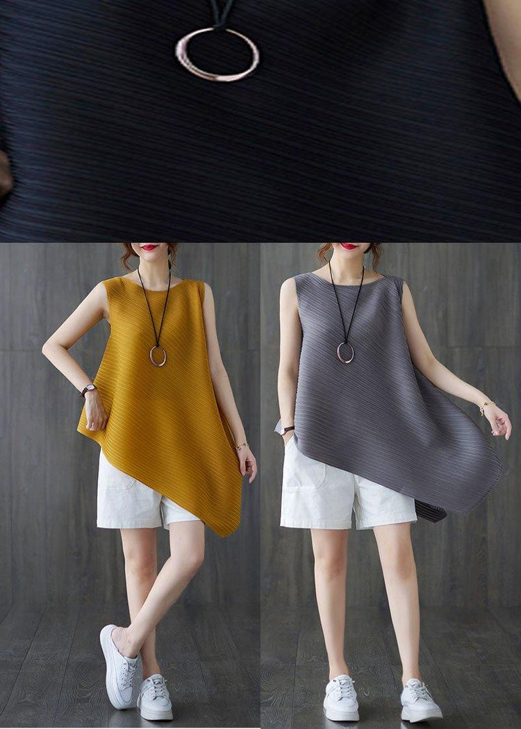 Elegant Grey Sleeveless Chiffon Summer Shirt - Omychic