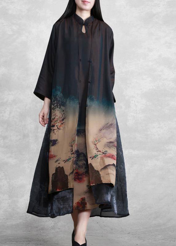 Elegant Ink Printing Tunics For Women Two Pieces Kaftan Dress ( Limited Stock) - Omychic