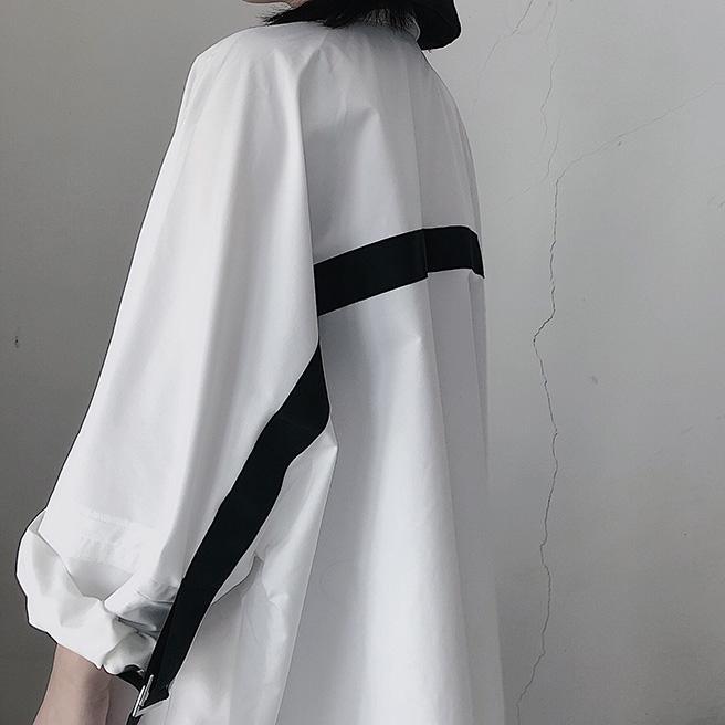 Elegant Lapel Side Open Spring Dresses Shape White A Line Dresses - Omychic