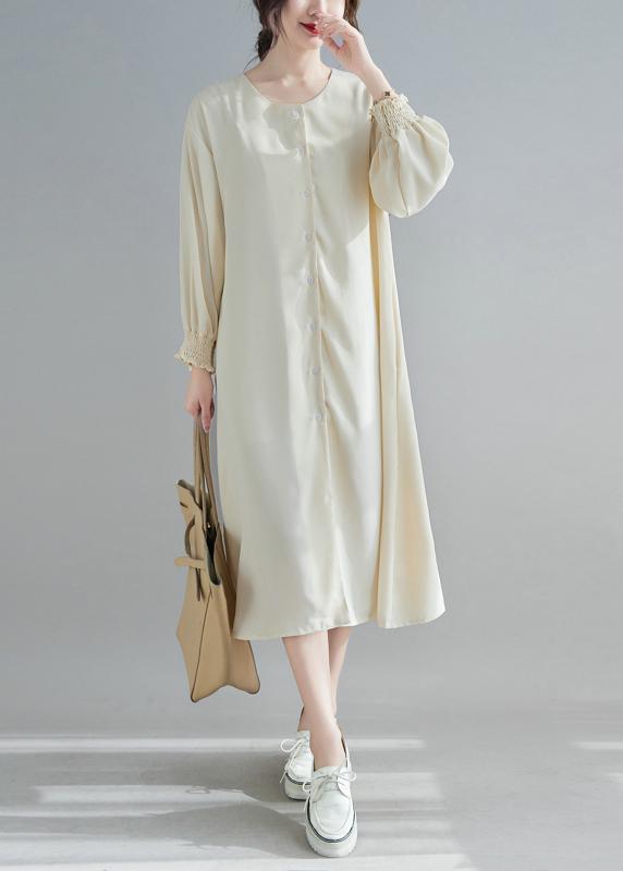 Elegant Nude Wardrobes O Neck Lantern Sleeve A Line Spring Dresses - Omychic