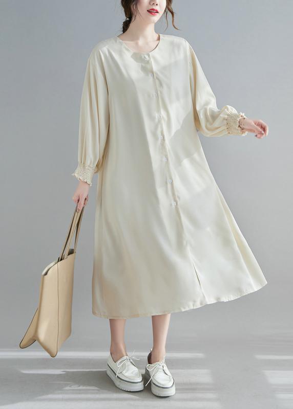 Elegant Nude Wardrobes O Neck Lantern Sleeve A Line Spring Dresses - Omychic