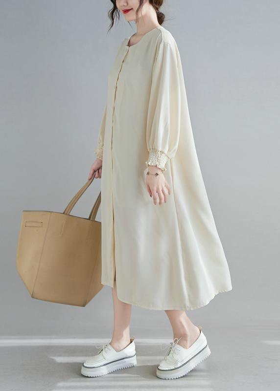 Elegant Nude Wardrobes O Neck Lantern Sleeve A Line Spring Dresses - Omychic