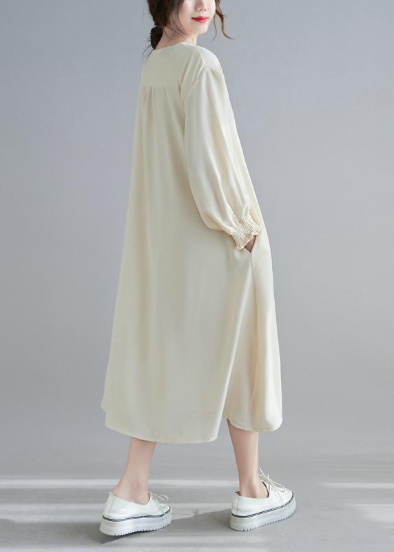 Elegant Nude Wardrobes O Neck Lantern Sleeve A Line Spring Dresses - Omychic