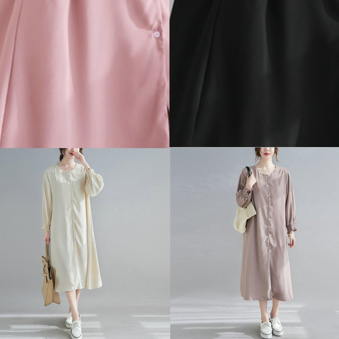 Elegant Nude Wardrobes O Neck Lantern Sleeve A Line Spring Dresses - Omychic