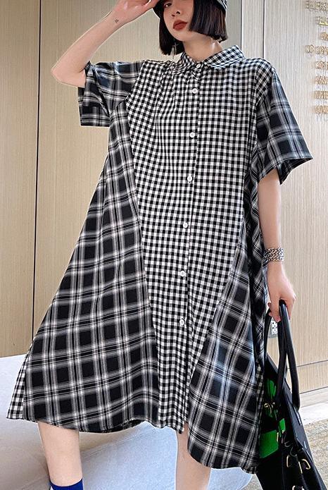 Elegant Plaid Patchwork Cotton Summer Maxi Dresses - Omychic