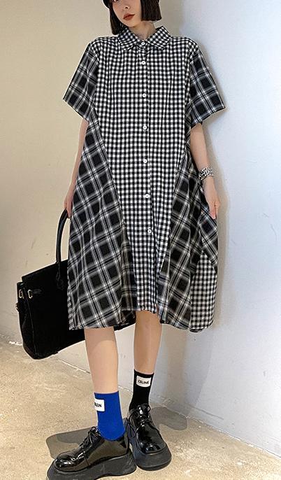 Elegant Plaid Patchwork Cotton Summer Maxi Dresses - Omychic