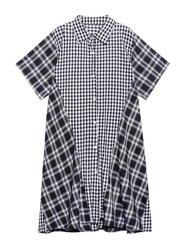 Elegant Plaid Patchwork Cotton Summer Maxi Dresses - Omychic