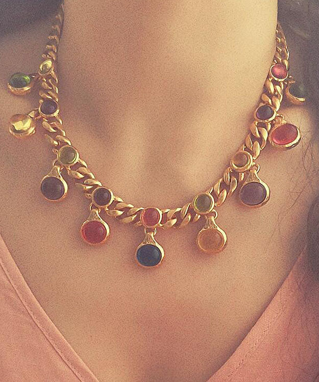 Elegant Rainbow Copper Overgild Coloured Glaze Princess Necklace