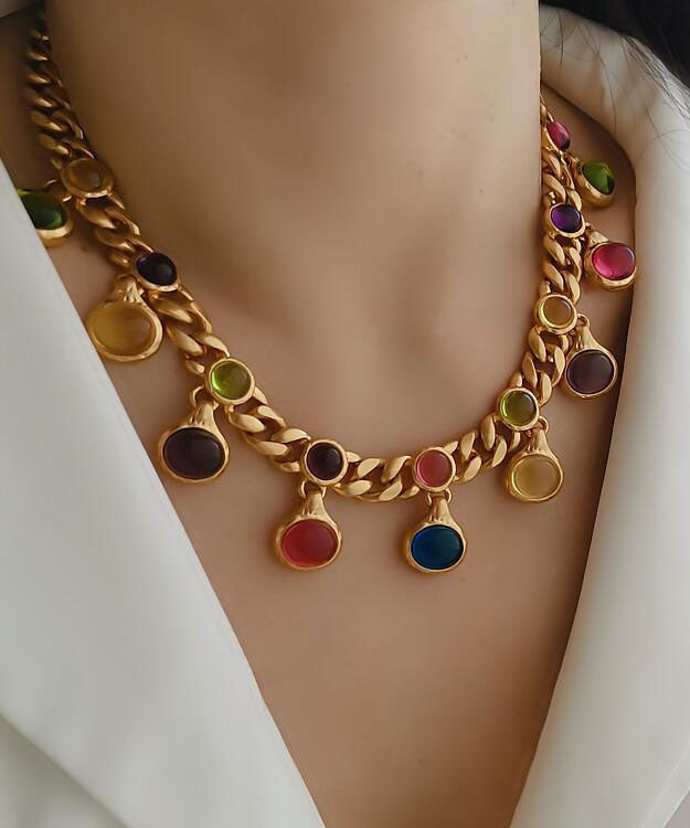 Elegant Rainbow Copper Overgild Coloured Glaze Princess Necklace