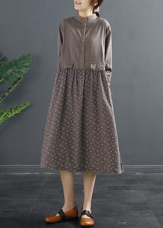 Elegant Stand Spring Tunics Purple Maxi Dresses - Omychic