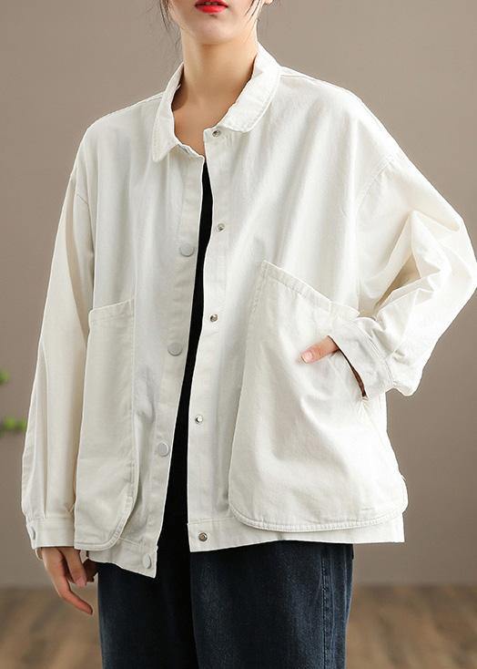 Elegant White Blouses For Women Lapel Large Pockets Tunic Spring Shirts ( Limited Stock) - Omychic