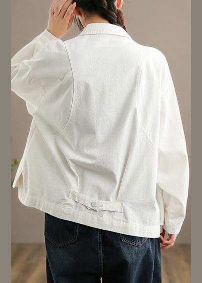 Elegant White Blouses For Women Lapel Large Pockets Tunic Spring Shirts ( Limited Stock) - Omychic