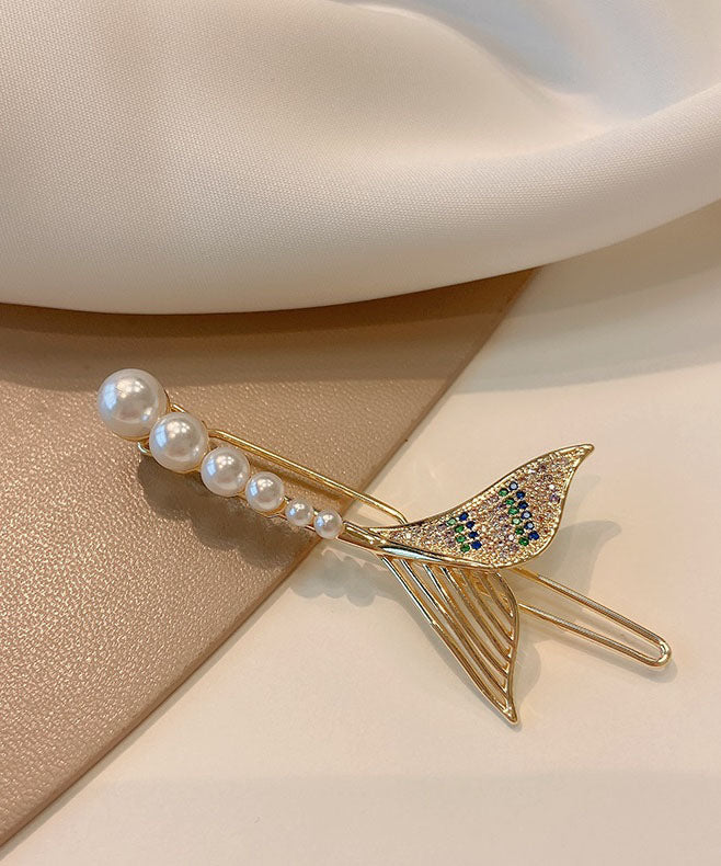 Elegant White Pearl Fish Tail Shark Clip Hairpin