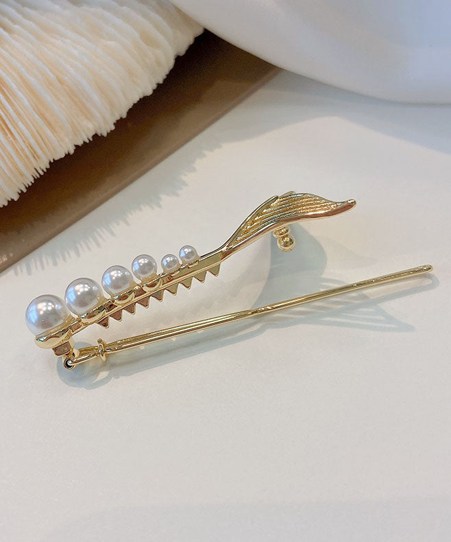Elegant White Pearl Fish Tail Shark Clip Hairpin