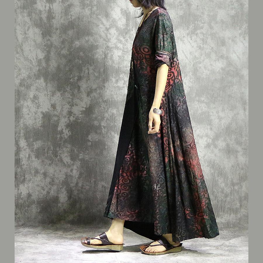 Elegant asymmetric clothes For Women Pakistani Catwalk prints patchworkrobes Dress summer - Omychic