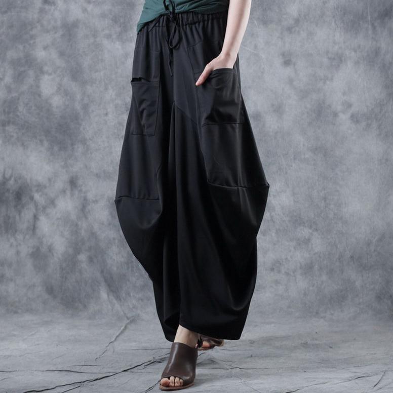 Elegant black cotton clothes Women elastic waist asymmetric Maxi summer skirt - Omychic