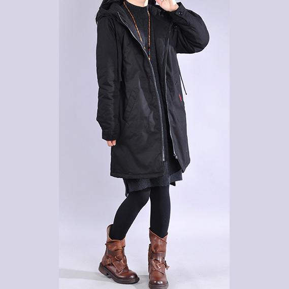 Elegant black winter parkas Loose fitting warm winter coat hooded winter coats - Omychic