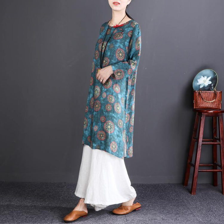 Elegant blue lemon linen knee dress plus size traveling clothing casual short sleeve O neck linen dresses - Omychic