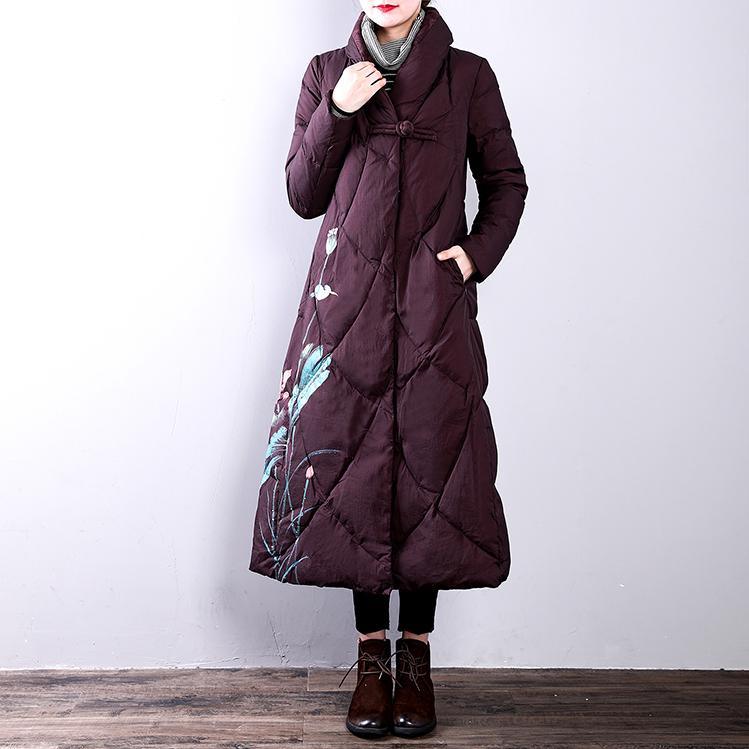 Elegant burgundy down coats woman oversize stand collarYZ-2018111429 - Omychic