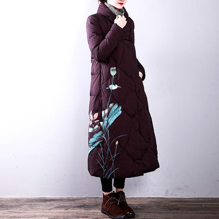Elegant burgundy down coats woman oversize stand collarYZ-2018111429 - Omychic