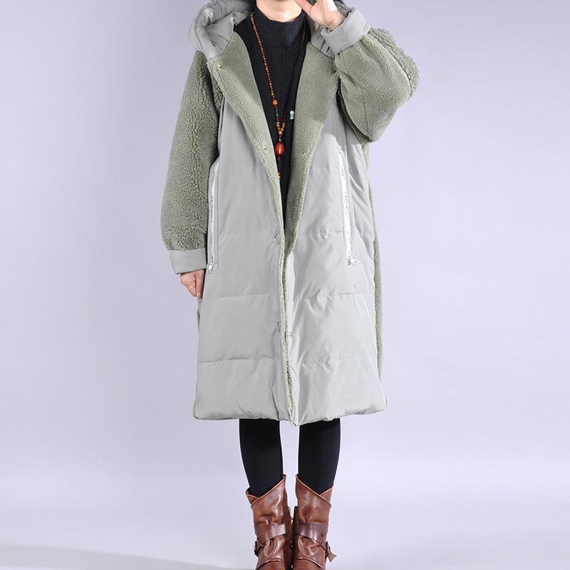 Elegant green coats Loose fitting down jacket winter hooded winter coats - Omychic