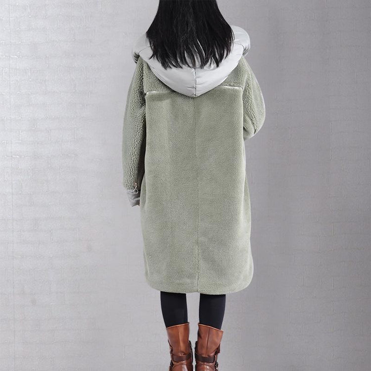 Elegant green coats Loose fitting down jacket winter hooded winter coats - Omychic