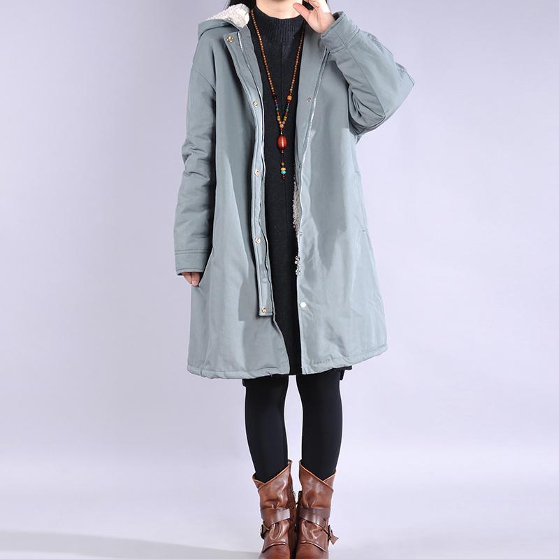 Elegant light blue Parkas for women casual winter jacket hooded thick coats - Omychic