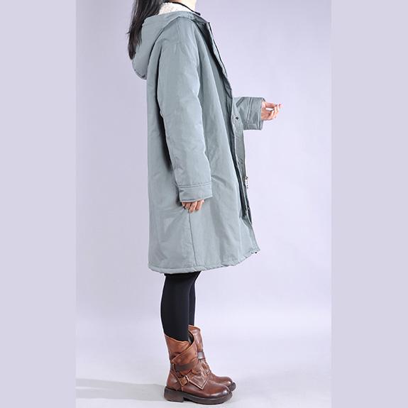 Elegant light blue Parkas for women casual winter jacket hooded thick coats - Omychic