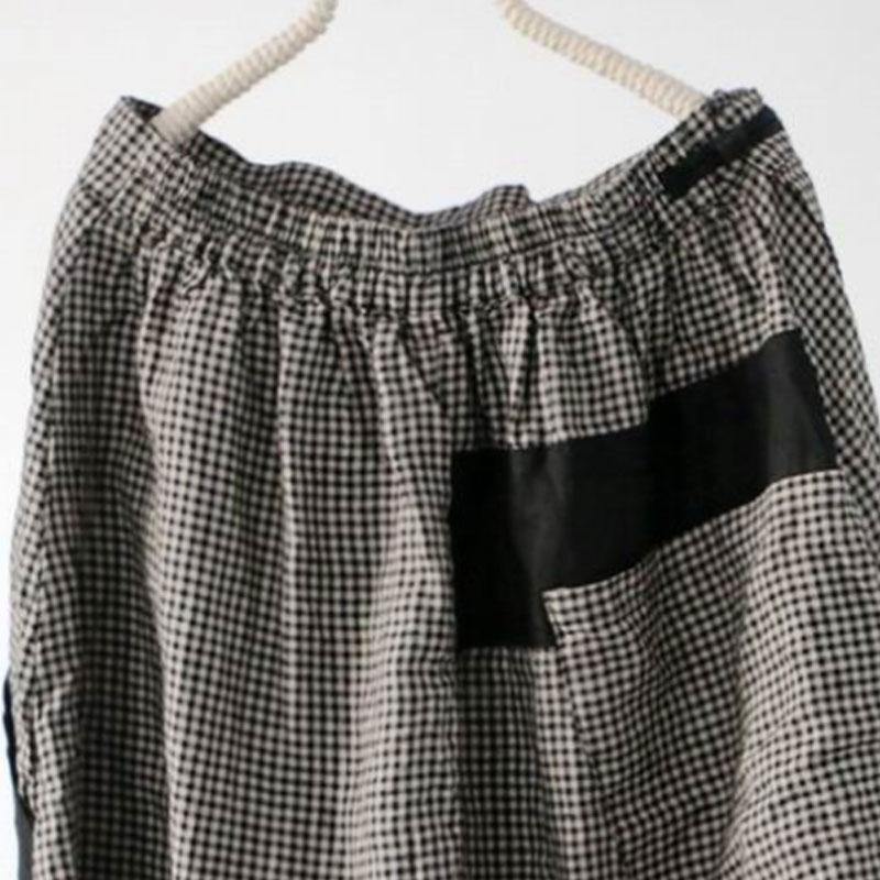 Elegant linen clothes boutique Splicing Loose Lattice Women Baggy Pants - Omychic