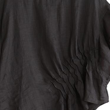 Elegant o neck asymmetric linen clothes For Women chocolate blouses summer - Omychic