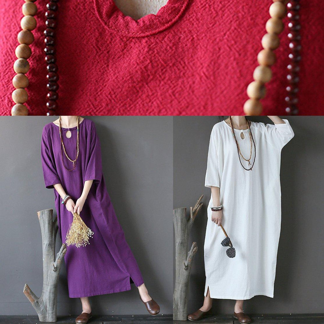 Elegant o neck half sleeve cotton spring Robes Photography purple Dresses - Omychic