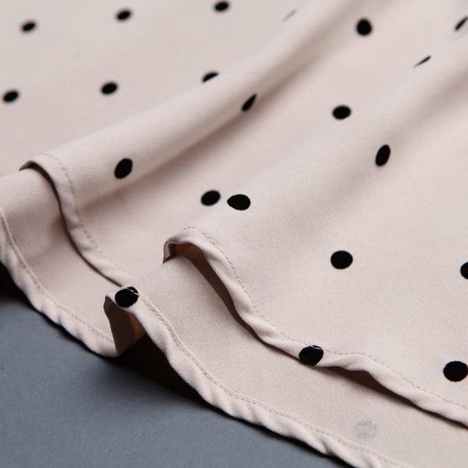 Elegant pure Cotton blended blouse plus size clothing Short Sleeve Summer Casual Dots Beige Tops - Omychic