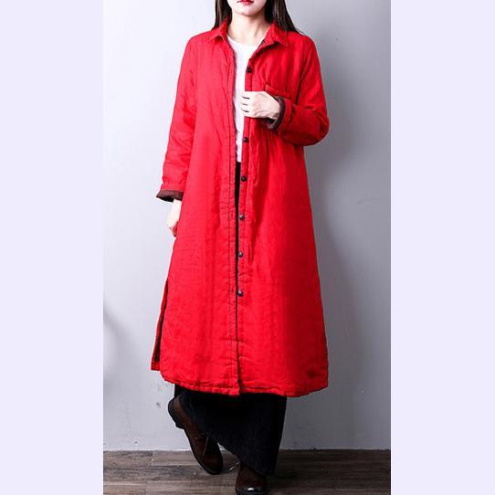 Elegant red women plus size lapel coat Fine pockets sidYZ-2018111423 - Omychic