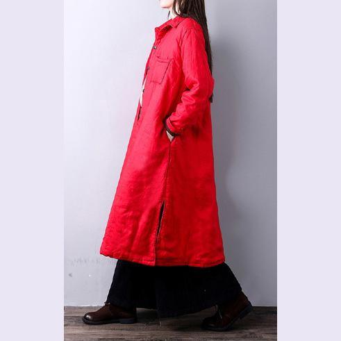 Elegant red women plus size lapel coat Fine pockets sidYZ-2018111423 - Omychic
