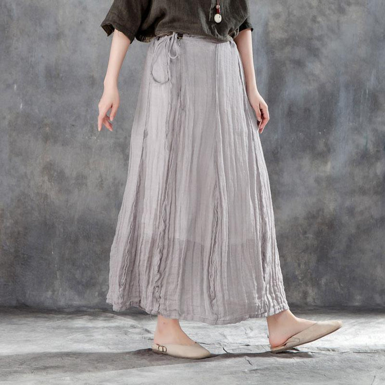 Elegant linen skirt oversized Women Casual Drawstring Ankle Length Lining Skirts - Omychic