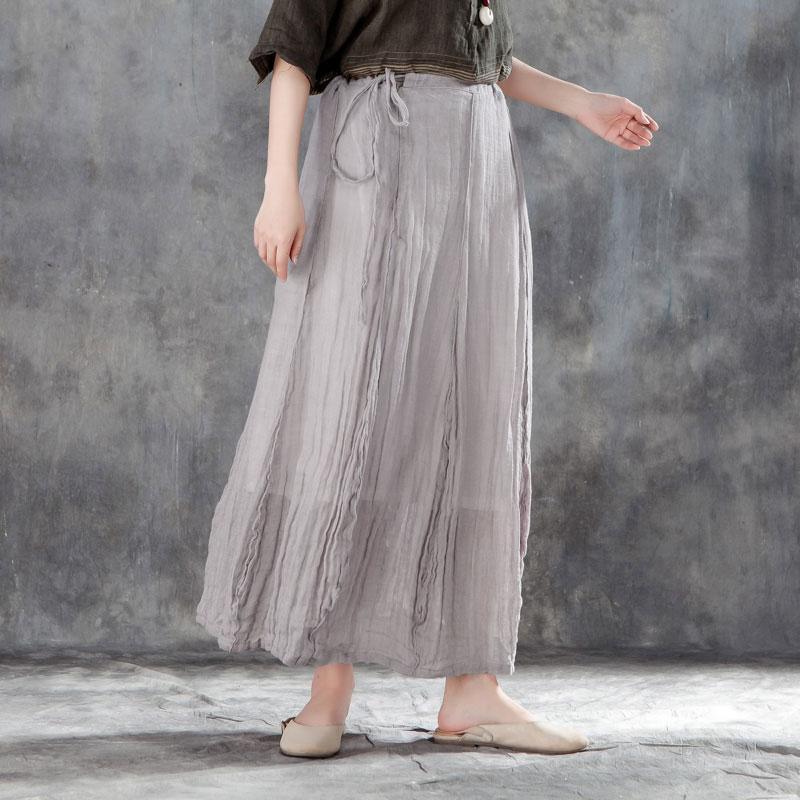 Elegant linen skirt oversized Women Casual Drawstring Ankle Length Lining Skirts - Omychic