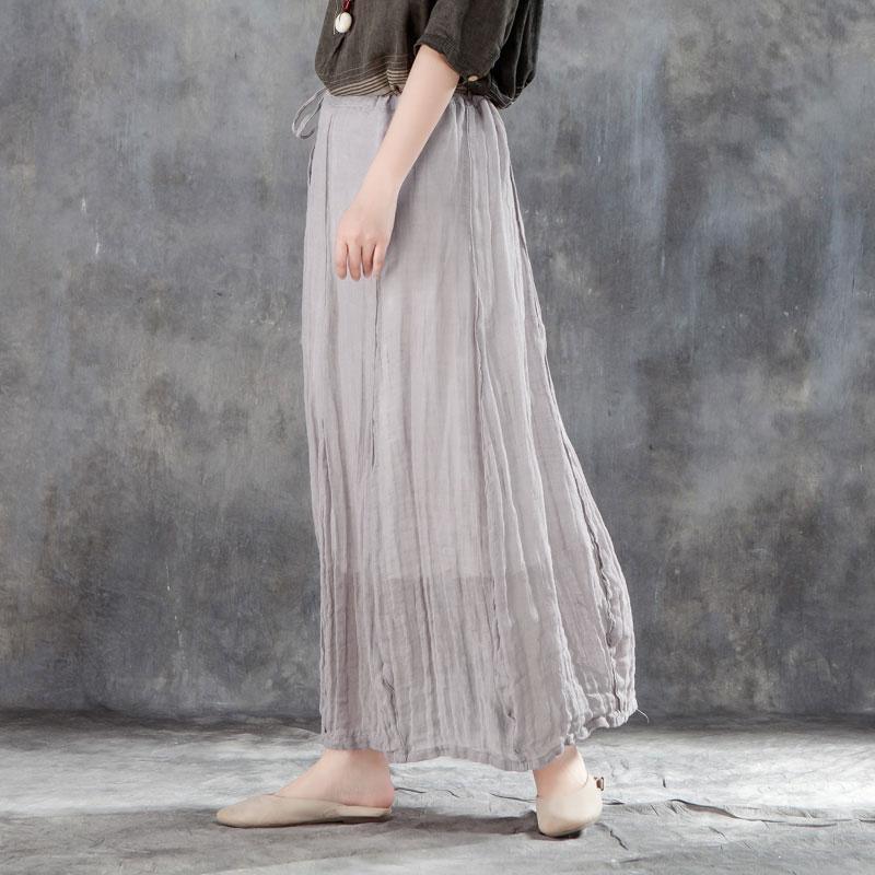 Elegant linen skirt oversized Women Casual Drawstring Ankle Length Lining Skirts - Omychic