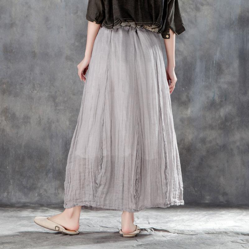 Elegant linen skirt oversized Women Casual Drawstring Ankle Length Lining Skirts - Omychic