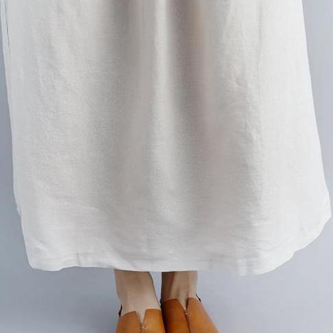 Elegant linen skirt trendy plus size Women Casual Summer Pockets Brown Long Skirts - Omychic