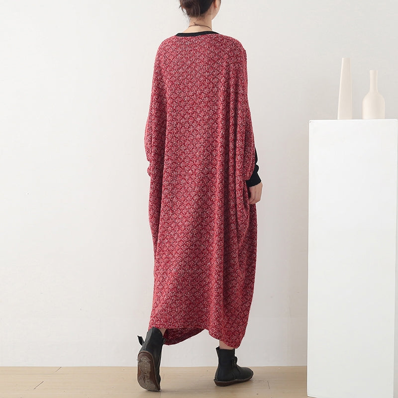 Elegant hooded spring clothes Women pattern burgundy Maxi Dress