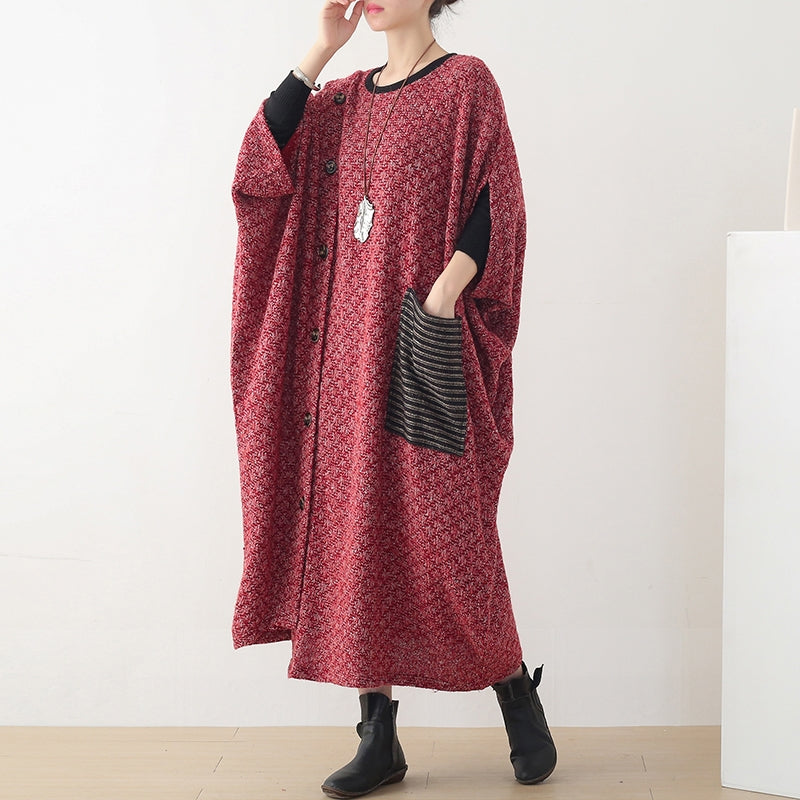 Elegant hooded spring clothes Women pattern burgundy Maxi Dress
