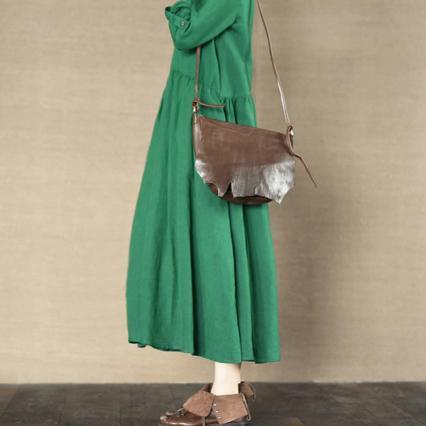Emerald green linen sundress women linen maxi dress oversize cotton summer dresses - Omychic