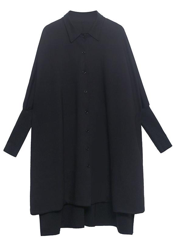 Fashion Black Button Batwing Sleeve Cotton Coat Spring - Omychic