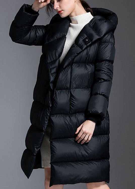 Fashion Black Pockets Warm Regular Winter Duck Down Winter Coats - Omychic
