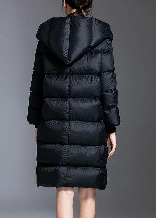 Fashion Black Pockets Warm Regular Winter Duck Down Winter Coats - Omychic