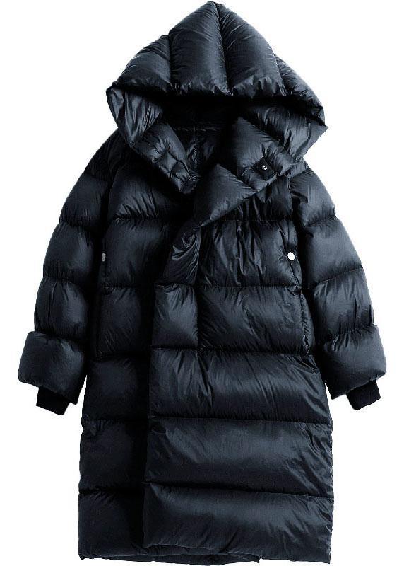 Fashion Black Pockets Warm Regular Winter Duck Down Winter Coats - Omychic