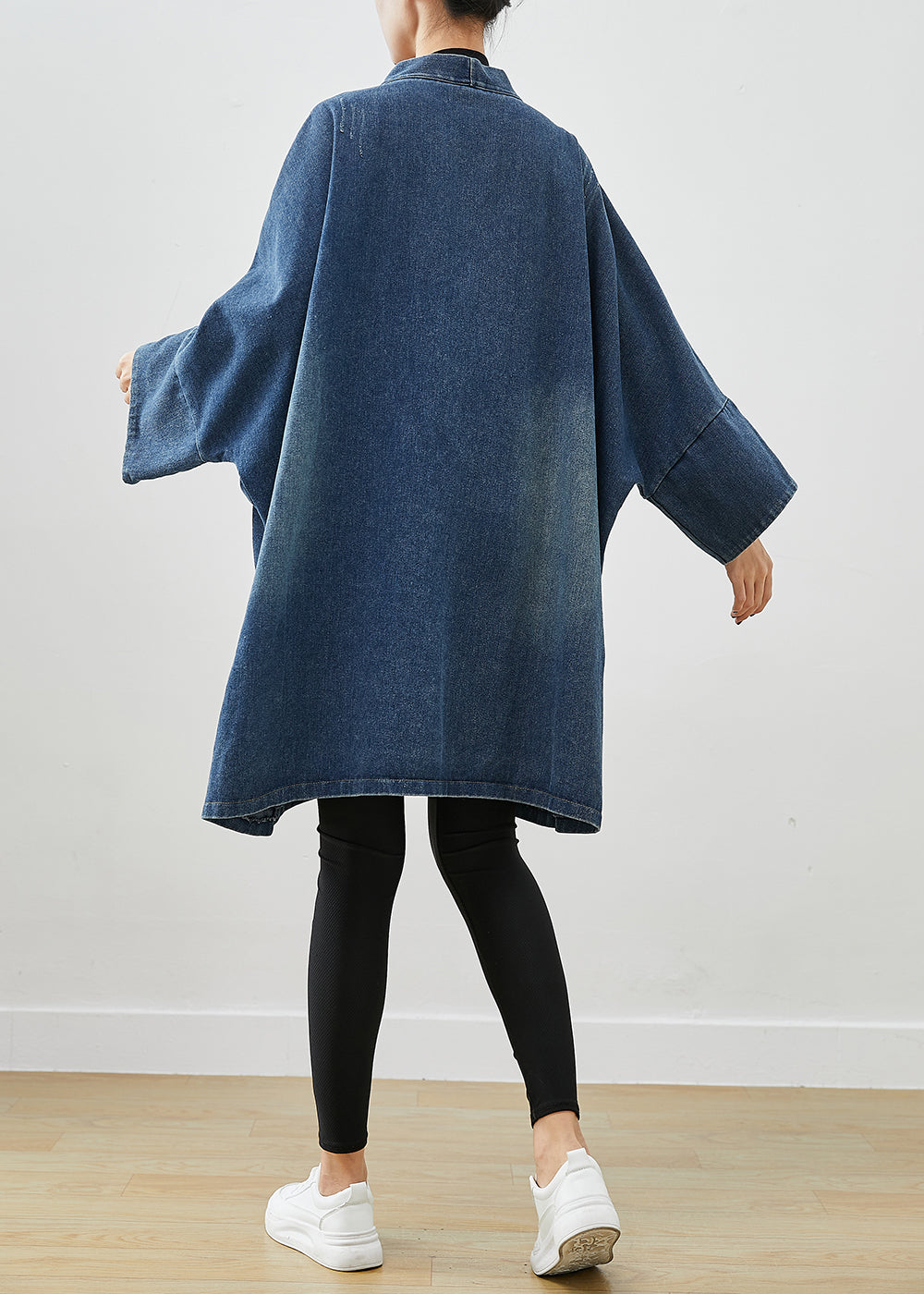 Fashion Blue Oversized Patchwork Denim Coats Fall