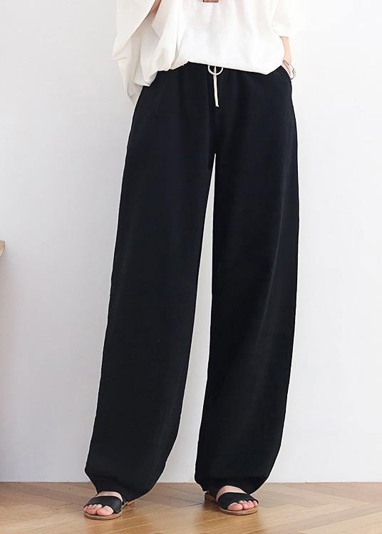 Fashion Elastic Waist Wide Leg Pants Black - Omychic