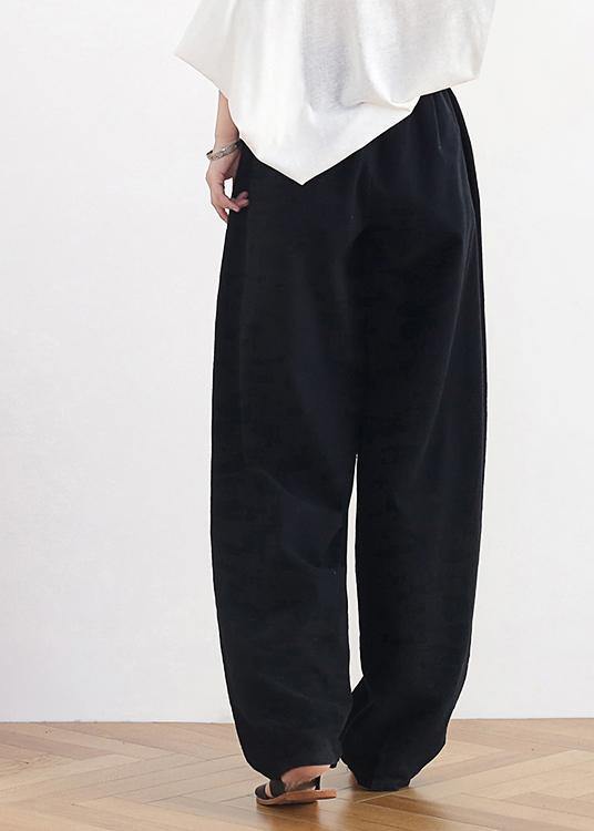 Fashion Elastic Waist Wide Leg Pants Black - Omychic